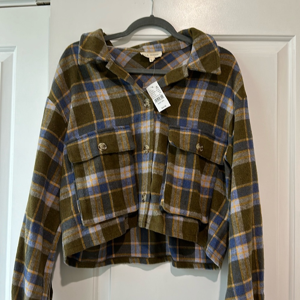 LA Hearts button down cropped flannel